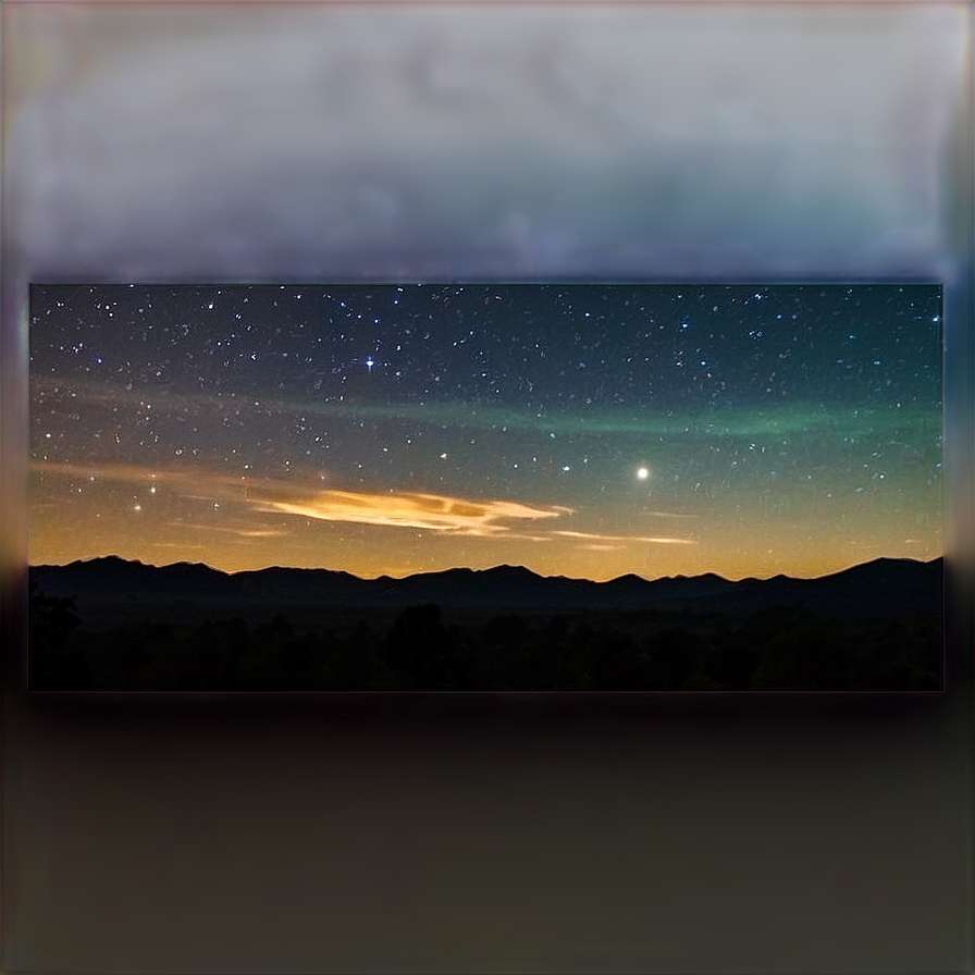 Starry night with aurora over mountain range — Gon PNG