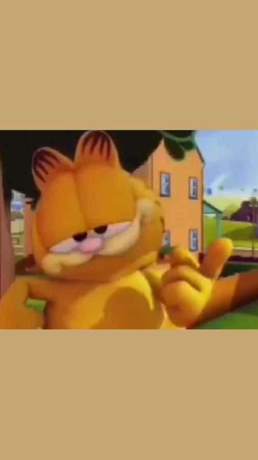 Gato de dibujos animados Garfield dando un pulgar hacia arriba con una cara engreída. — Goofy Ahh Fondos de pantalla