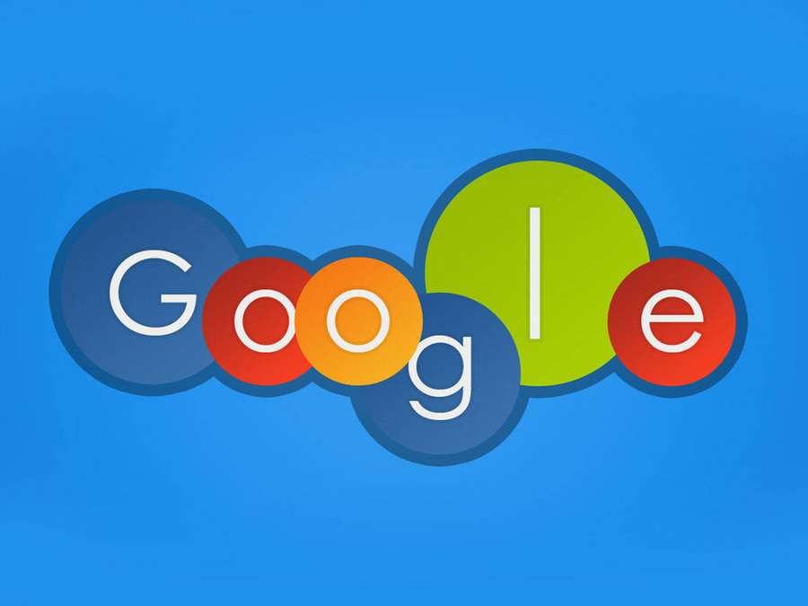 Google-Logo mit bunten Buchstaben auf blauem Hintergrund. — Google Wallpaper