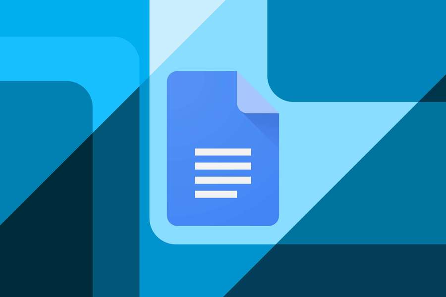 Blue document icon on abstract geometric blue background — Google Docs Background