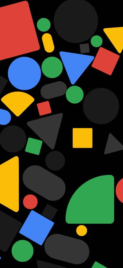 Abstract wallpaper with colorful geometric shapes on black background — Google Pixel 6 Pro Wallpaper