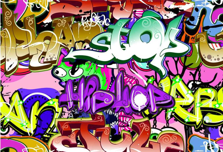 Lebendige Graffiti-Kunst mit stilisierten Buchstaben und kräftigen Farben an einer Wand. — Graffiti Wallpaper