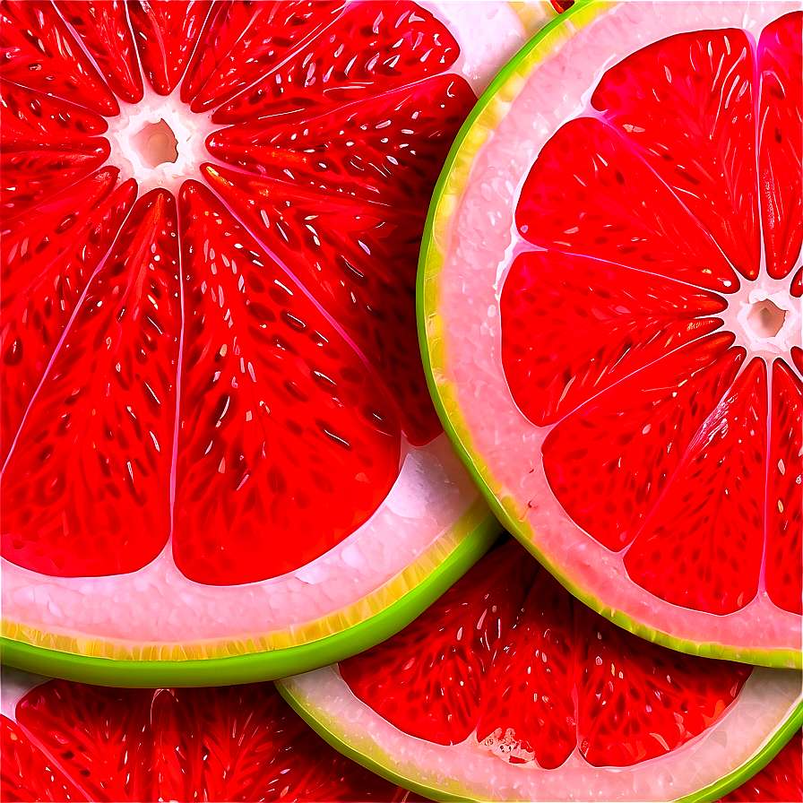 Sliced red grapefruit with juicy pulp and green rind — Grapefruit PNG