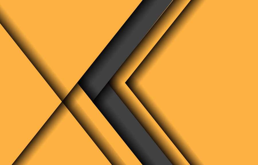 Abstraktes geometrisches Muster aus schwarzen und orangefarbenen Formen mit scharfen Winkeln und geschichteten Schatten. — Grau Und Gelb Wallpaper
