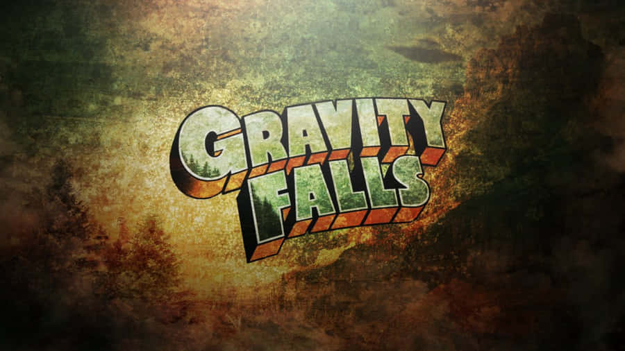 Gravity Falls logo with forest scenery inside letters on a textured background. — Gravity Falls Picture