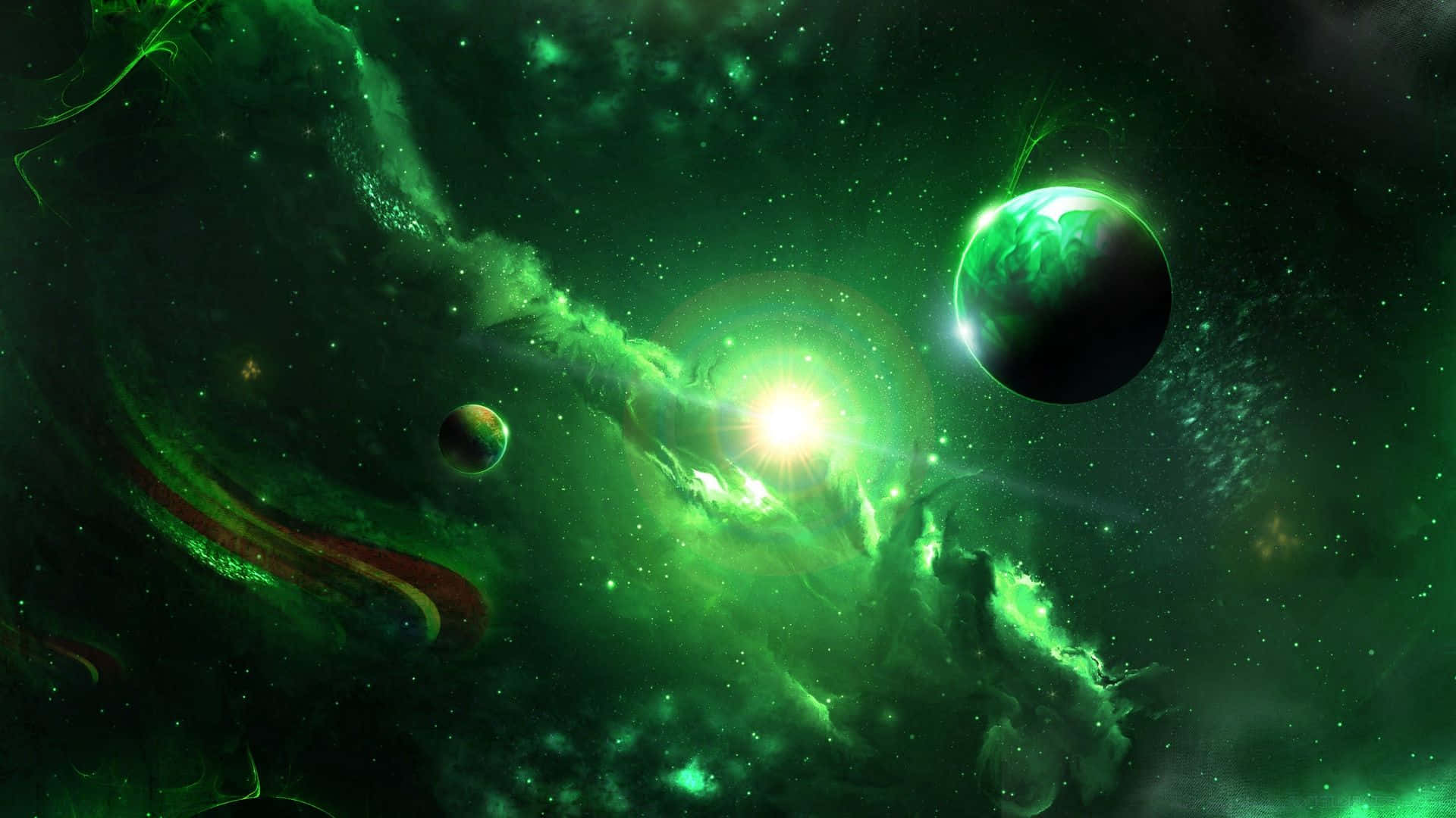 Green Galaxy Background Wallpaper