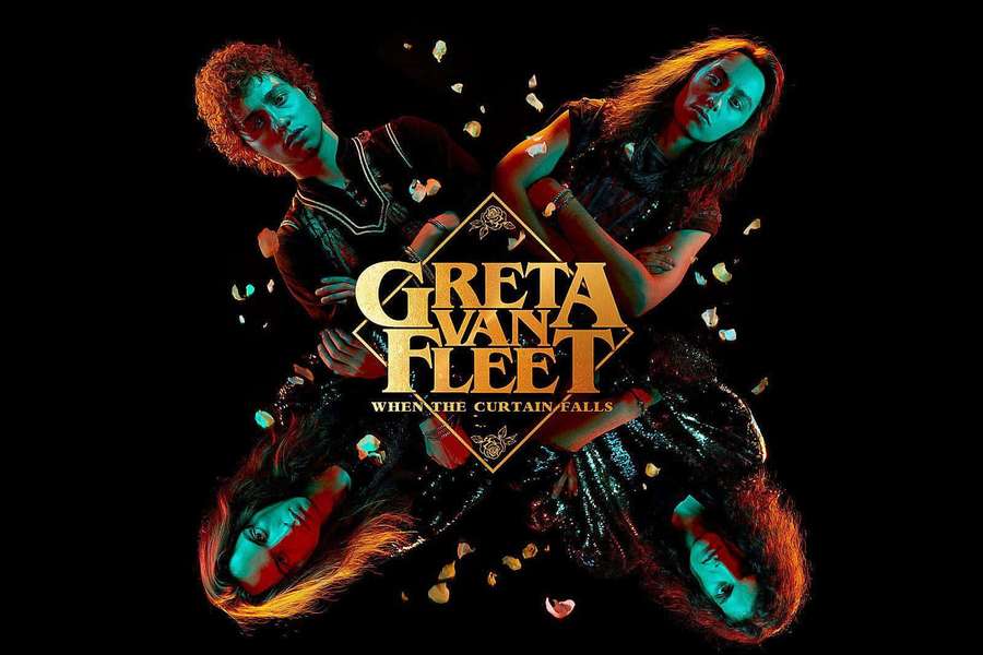 Portada del álbum de Greta Van Fleet con miembros de la banda y efecto de vidrio roto. — Greta Van Fleet Fondos de pantalla