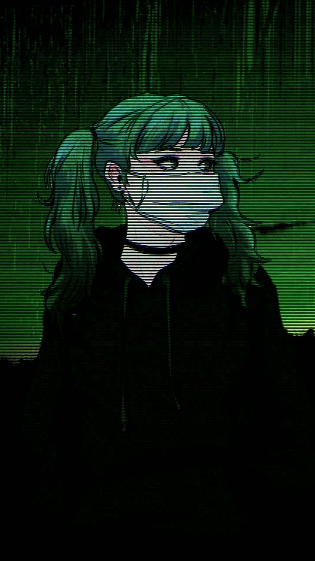 Grön Anime Estetik Wallpaper