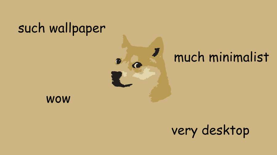 A pixelated Shiba Inu dog on beige background with text phrases praising its minimalist desktop wallpaper style. — Guard Dog Wallpaper