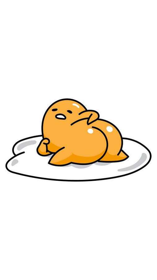 Un personaje de dibujos animados naranja somnoliento descansando sobre una nube blanca. — Gudetama Estético Fondos de pantalla