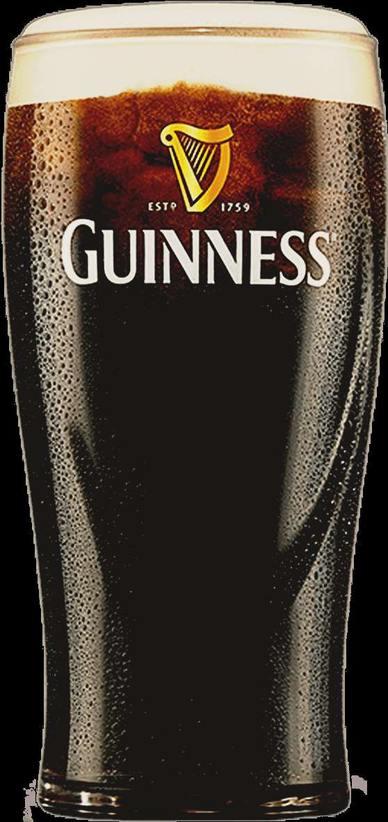 Chilled pint of Guinness beer with condensation and creamy head. — Guinness PNG