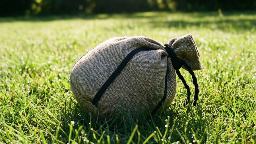 A hacky sack on lush green grass under bright sunlight. — Hacky Sack Picture