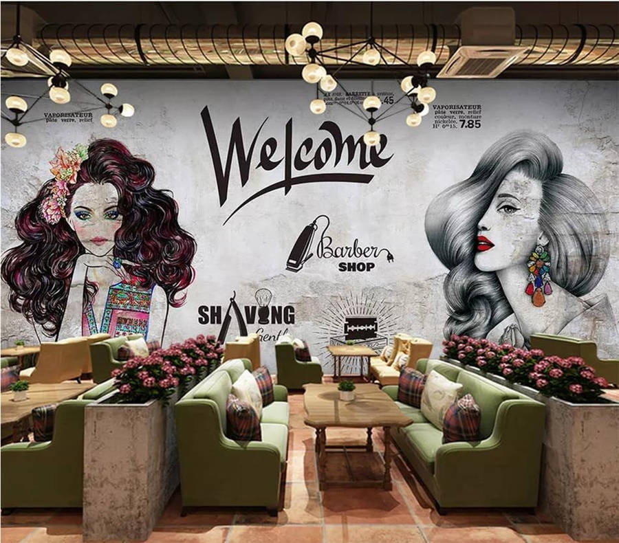 Customized Wallpaper 3d Фотообои Industrial Style Beauty Salon Hair Salon  Tv Background Wall Decoration Painting Papel De Parede - Wallpapers -  AliExpress