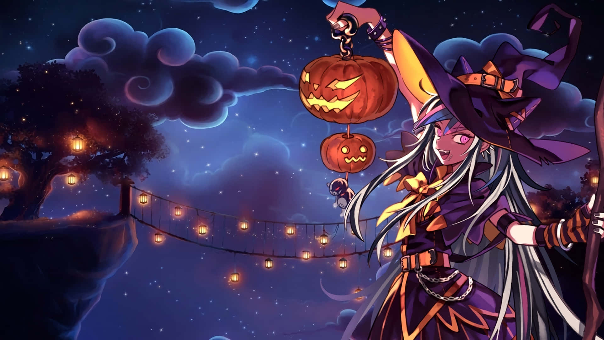 Halloween Anime Meisje Achtergrond