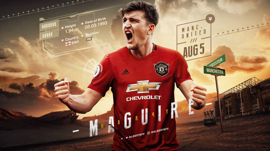 Download Harry Maguire With A Red And Yellow Backdrop Wallpaper  Wallpapers com