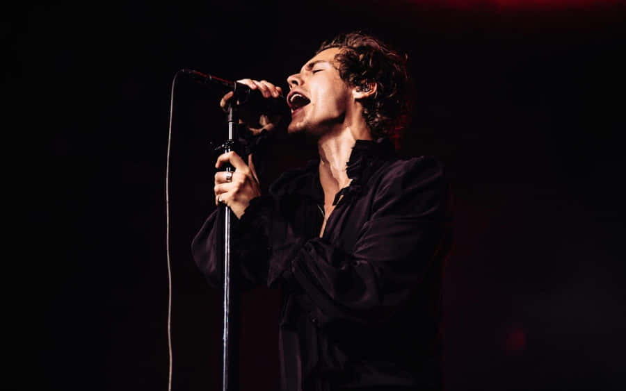 Harry Styles Musta Ja Valkoinen Taustakuva