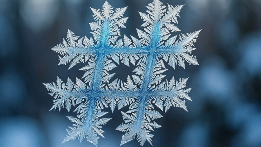 Ice crystal hashtag with frost patterns, winter theme. — Hashtag Wallpaper