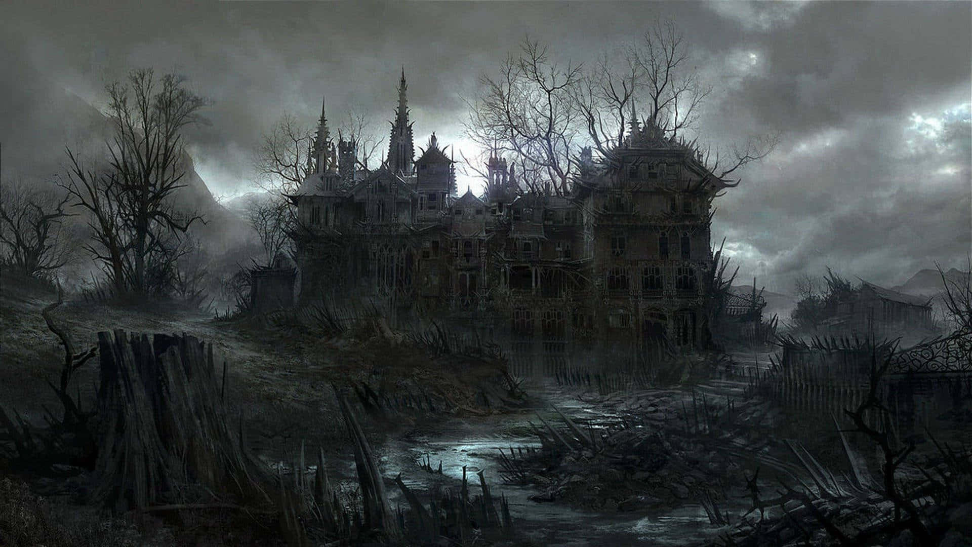 Haunted House Background Wallpaper