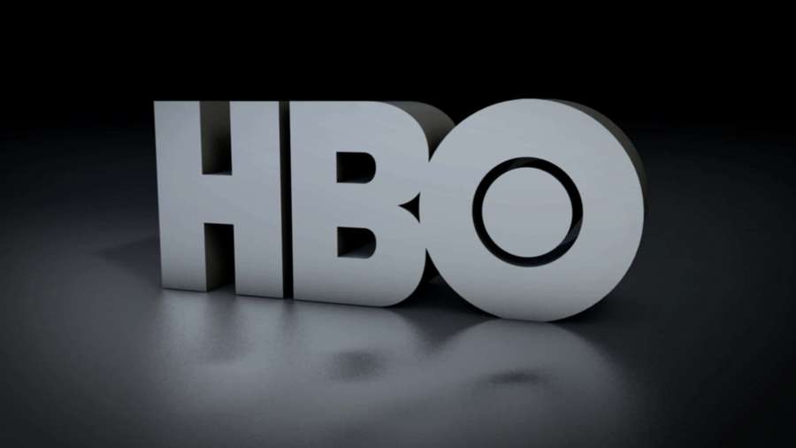 Silver HBO logo letters on dark reflective surface with soft shadows. — HBO Background