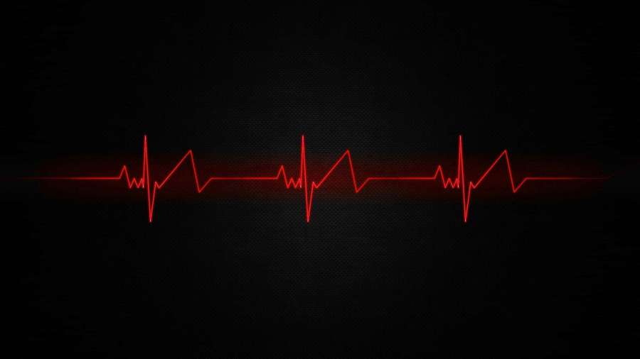 Red heartbeat line on dark textured background — Heart Rate Wallpaper