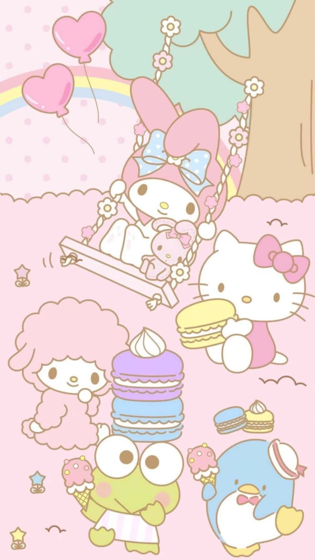 Hello Kitty En Vrienden Aesthetic Achtergrond