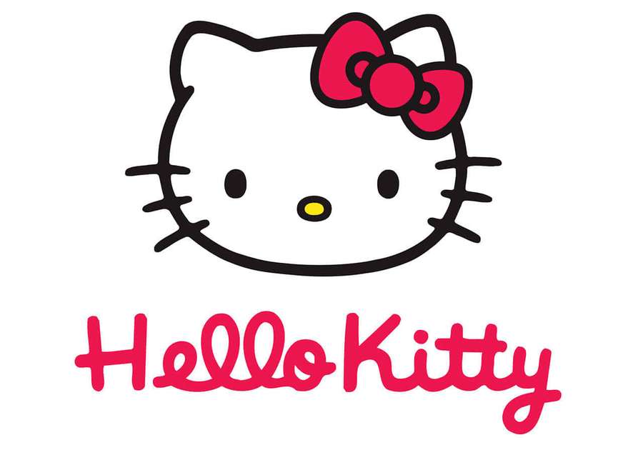 Hello Kitty cartoon character with red bow and yellow nose. — Hello Kitty Picture