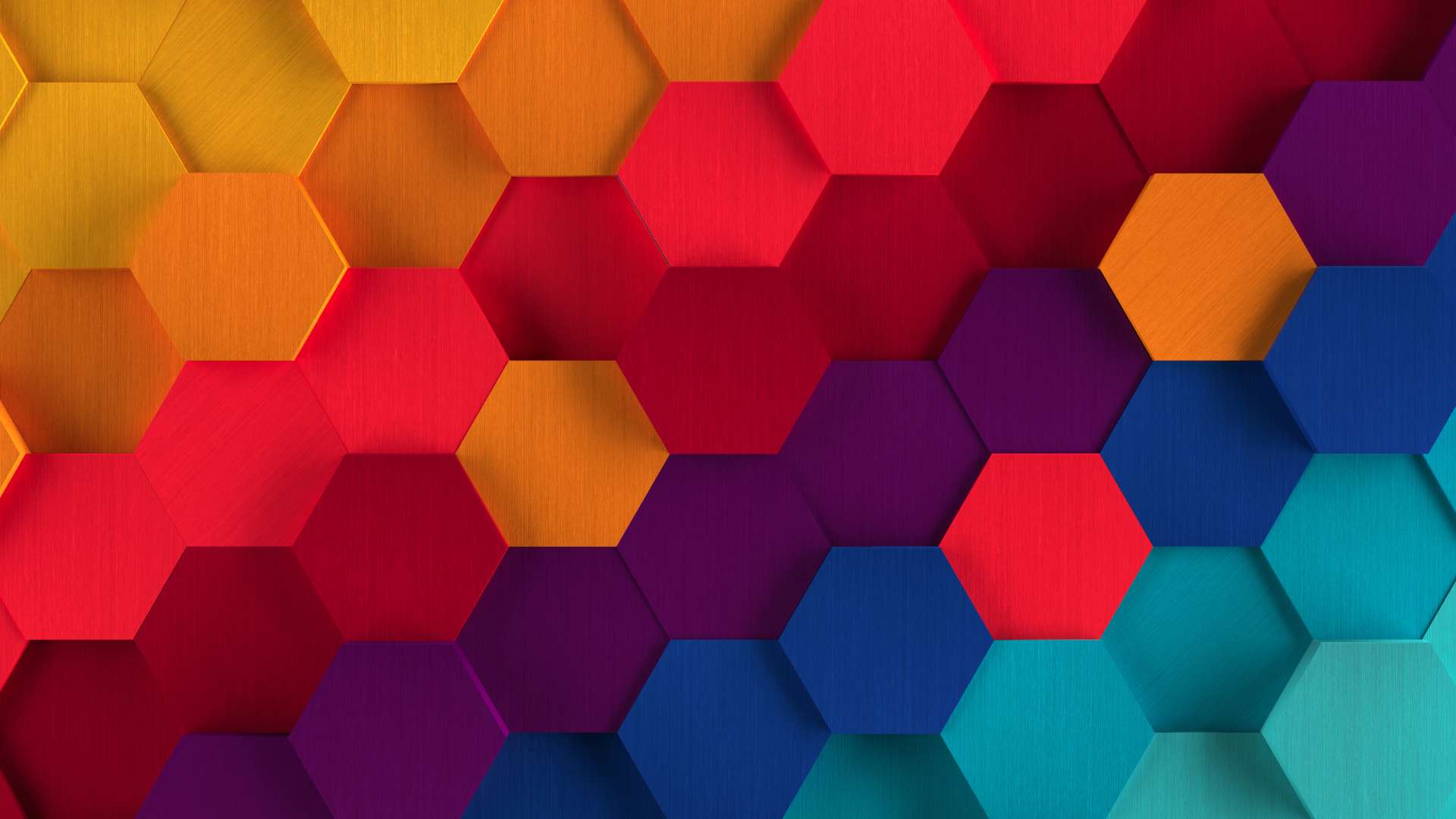 Abstract colorful 3d hexagon pattern with textured surfaces and soft shadows. — Hexagon Background
