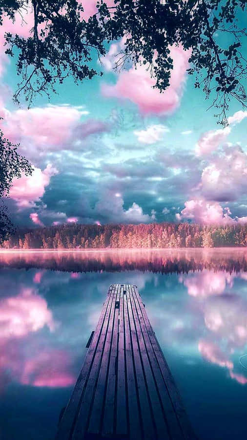 Hintergrund Mit Rosafarbenen Und Blauen Wolken