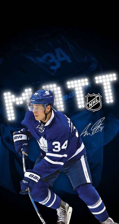 Jugador de hockey Matt Murray en uniforme azul de los Toronto Maple Leafs sosteniendo un palo. — Hockey Fondos de pantalla
