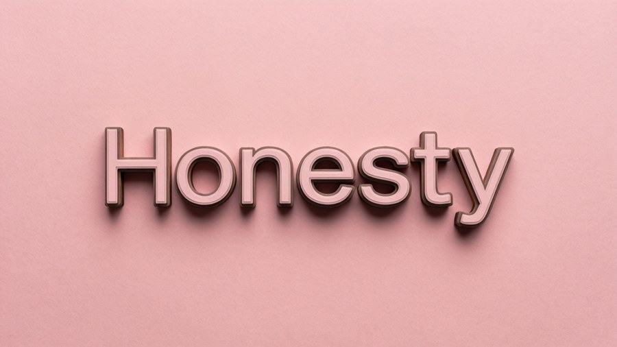 Clean minimalist stamp with 'Honesty' on pastel pink. — Honesty Wallpaper