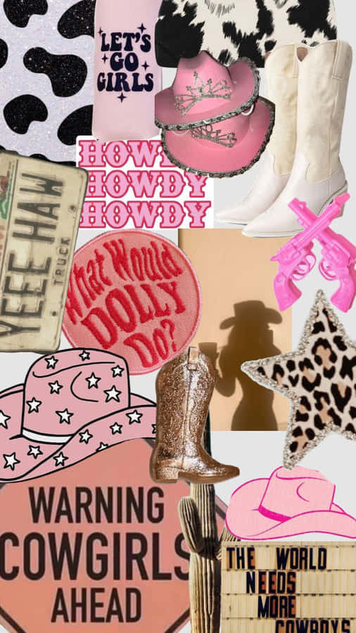 Howdy Roze Cowgirl Esthetiek Achtergrond