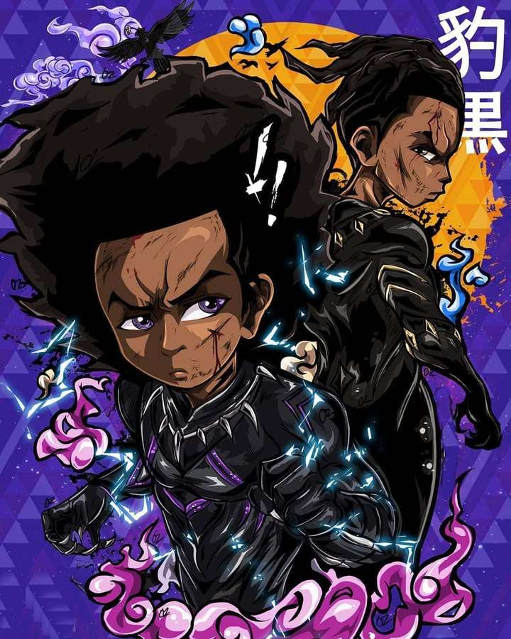 Zwei Anime-Charaktere mit glühender Energie und wildem Haar in einer dynamischen Actionpose. — Huey Freeman Bilder