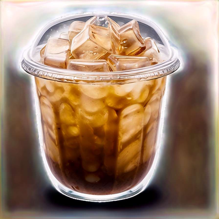 A cup of iced coffee with large ice cubes glowing softly. — Iced Coffee Background