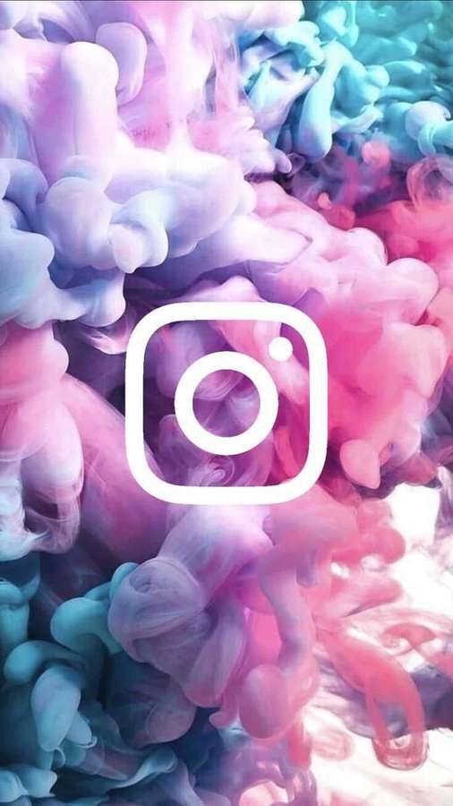 Instagram logo floating in swirling pink and blue ink clouds. — Ig Background
