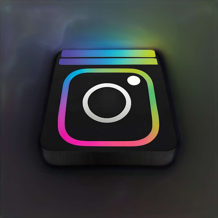Glowing Instagram app icon with rainbow outline on dark background — Ig Picture