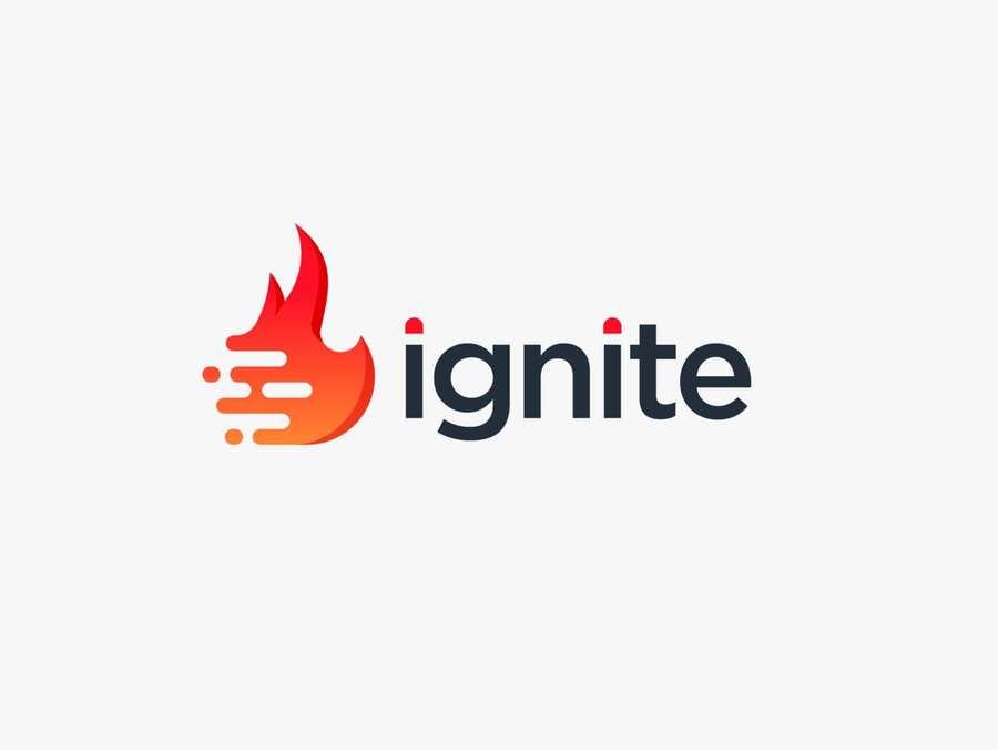 Ignite-logo liekkikuvakkeella ja tekstillä — Ignite Logo Taustakuvat