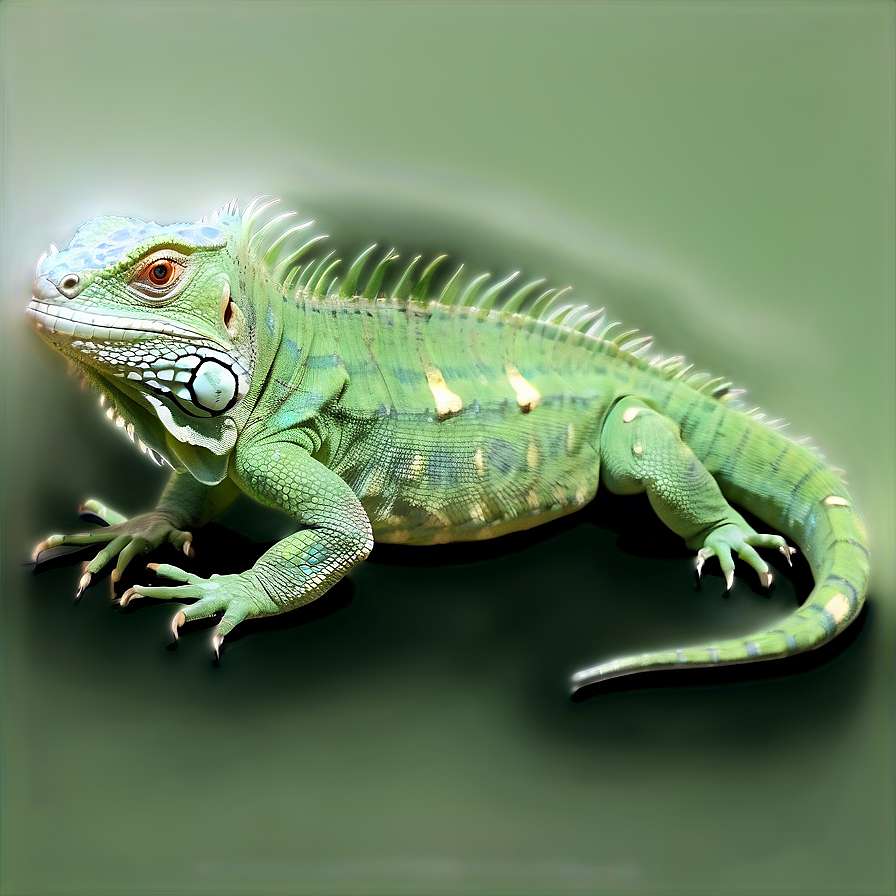 A green iguana with spiky crest and detailed scales on a dark surface. — Iguana PNG