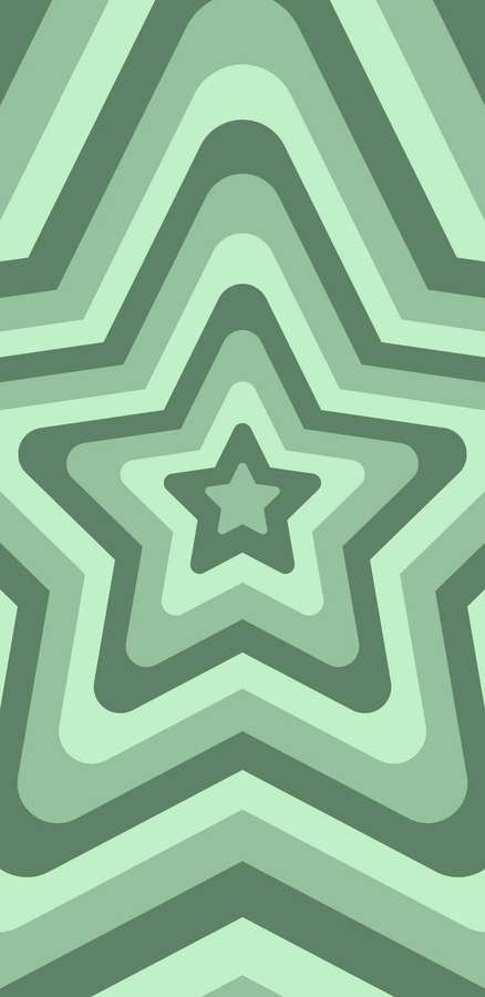 Patrón geométrico de estrellas verdes con capas concéntricas y degradado. — Ilusión Fondos de pantalla