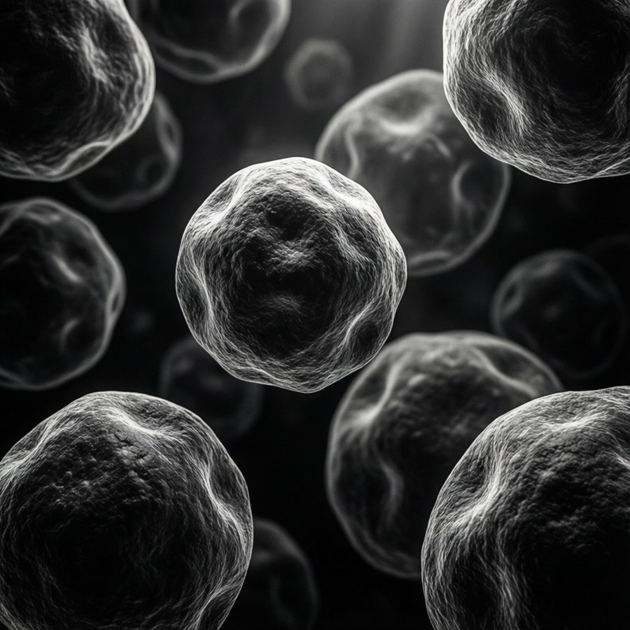 A dramatic black and white abstract wallpaper of immune cells with strong contrast. — Immune System Wallpaper