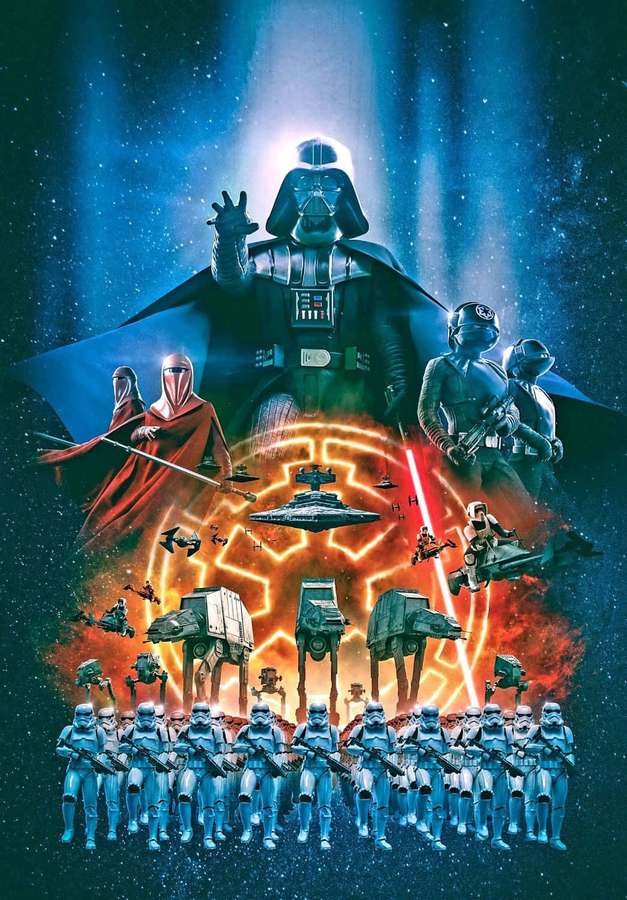 Personajes de Star Wars en escena de batalla espacial con Darth Vader al mando de fuerzas. — Imperio Galáctico Fondos de pantalla