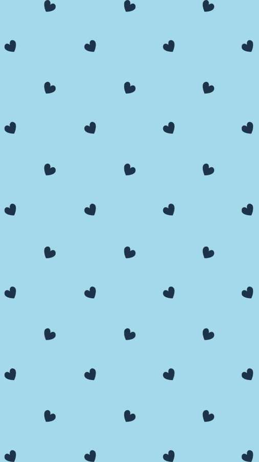 Papel de parede azul claro com corações azul-marinho escuros espalhados. — Imprimir Papéis de Parede