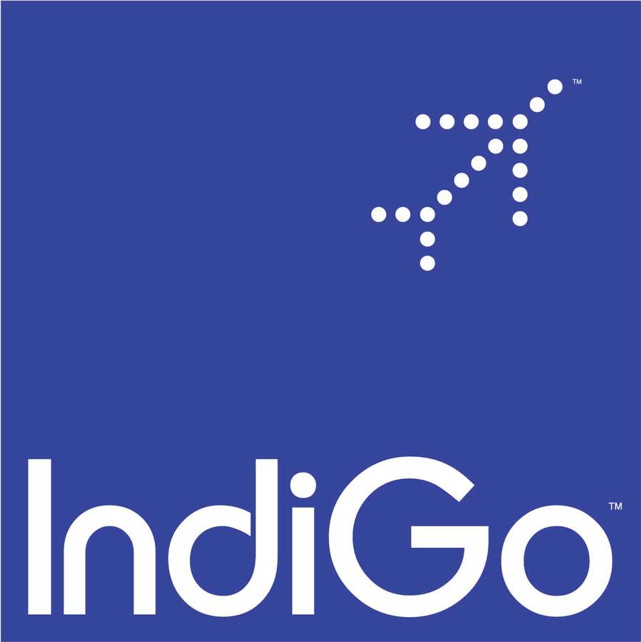 Logotipo de la aerolínea IndiGo con avión de puntos blancos sobre fondo azul — Indigo Azul Fondos de pantalla