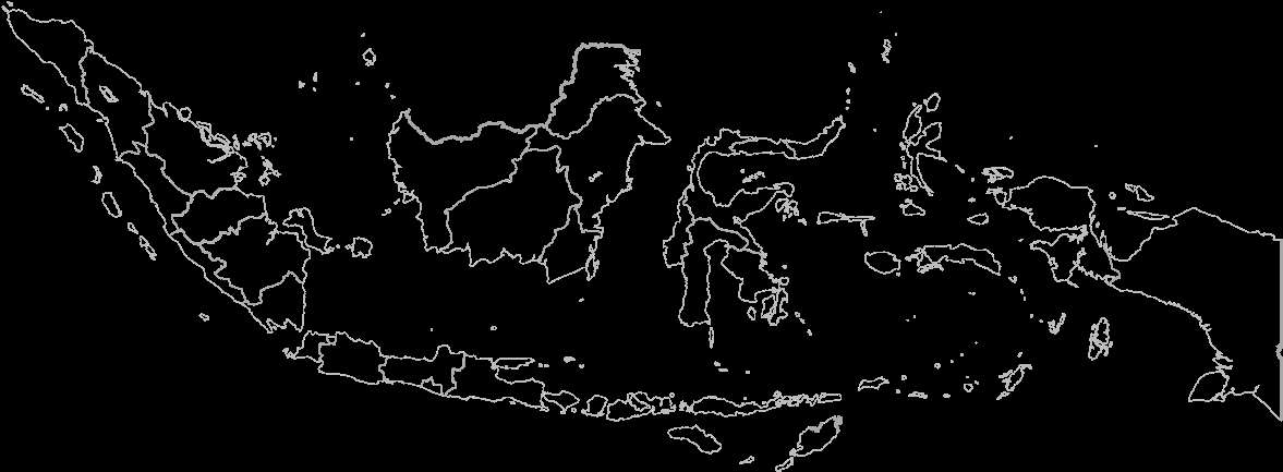Black and white outline map of Indonesia's islands — Indonesia Map PNG