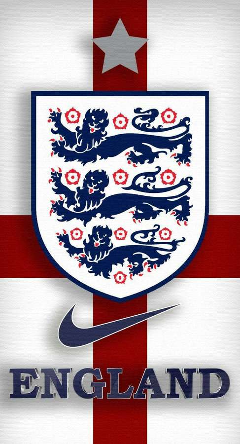 Escudo de la selección nacional de fútbol de Inglaterra con tres leones y fondo de cruz roja. — Inglaterra Fondos de pantalla