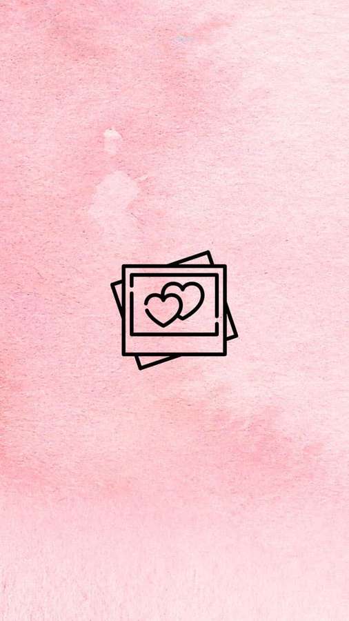 Two hearts in a photo frame on pink watercolor background — Instagram Stories Wallpaper