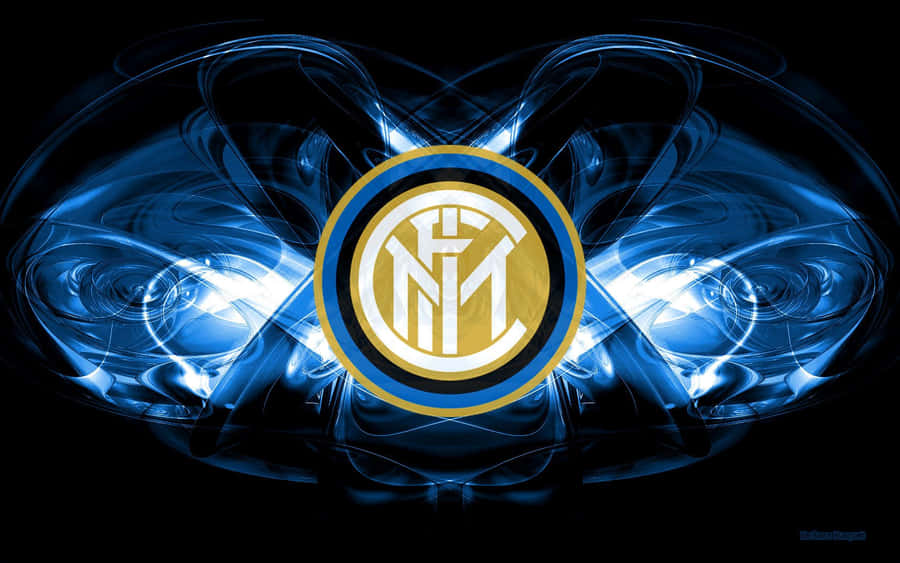 Inter Milan jalkapalloseuran logo hehkuen sinisillä energiakierteillä. — Väli Taustakuvat