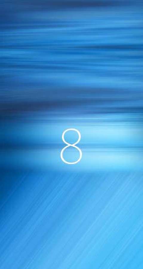 A blue gradient background with a glowing white number eight. — iOS 8 Picture