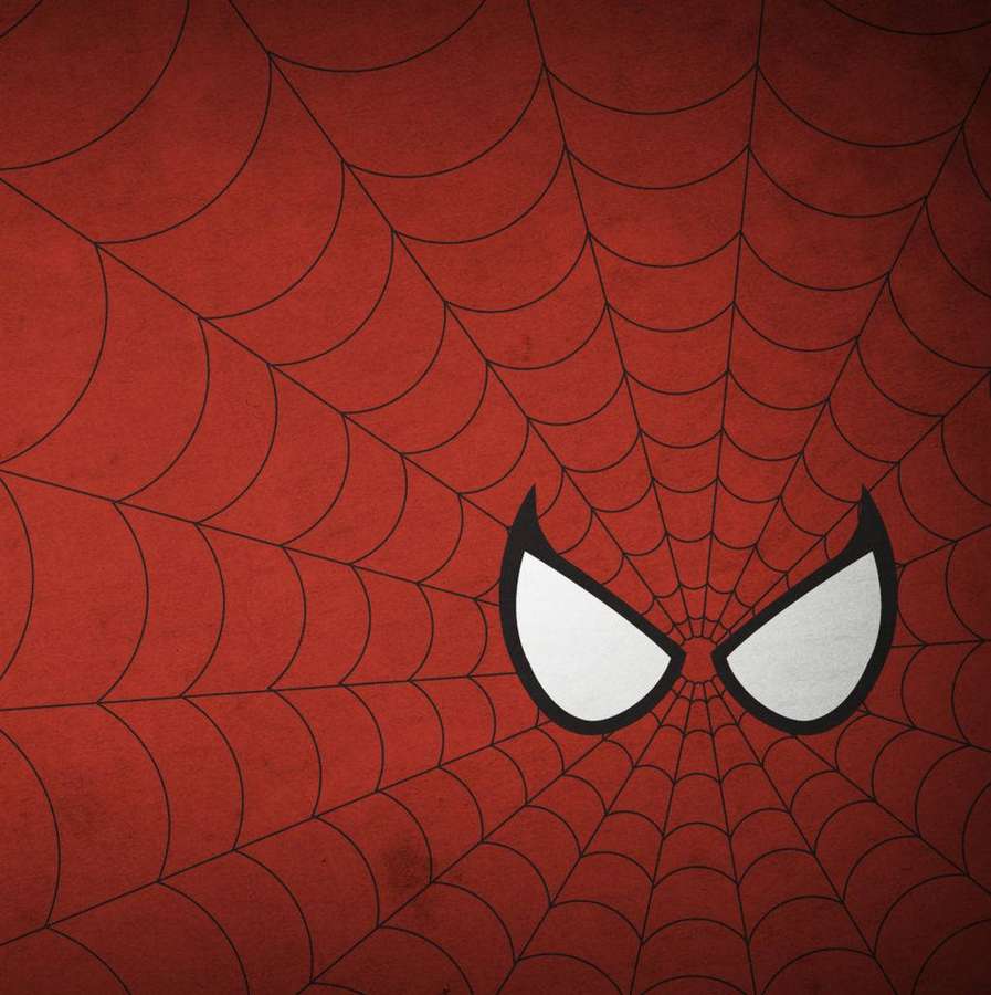 Spider-Man Maske mit weißen Augen auf rotem Spinnennetz-Hintergrund — iPad Mini Bilder