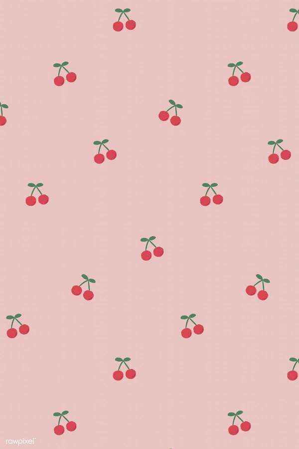 Fundo rosa com ilustrações repetidas de cerejas vermelhas com hastes verdes — iPad rosa Papéis de Parede