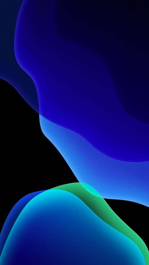 Abstraktes digitales Kunstwerk mit fließenden blauen und türkisen Wellen auf schwarzem Hintergrund. — iPhone 11 Bilder